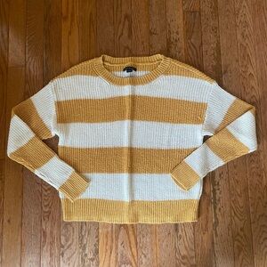 mustard yellow and white striped sweater